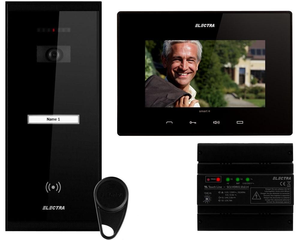 Kit videointerfon, 7 inch, 1 familie, montaj aparent, Electra VKM.P1SR.T7S4.ELB04