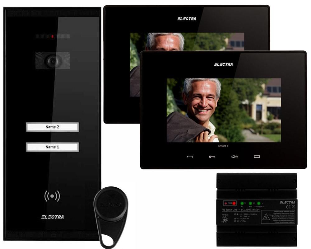 Kit videointerfon color 7" aparent 2 familii Electra VKM.P2SR.T7S4.ELB04