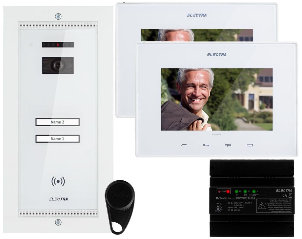 Kit videointerfon Electra alb 7", 2 familii SMART VKM.P2FR.T7S4.ELW04