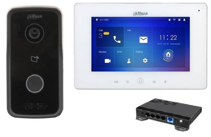 Kit videointerfon TCP/IP Dahua 7 inci monitor WIFI