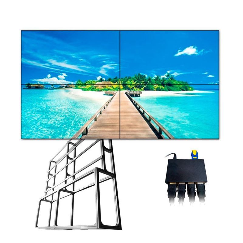 Kit videowall 2x2 LED, rezolutie Full HD, diagonala 55" inci (139.7cm), intrari video HDMI, VGA, DVI, AV, RS232, RJ45, FLOOR55-2X2