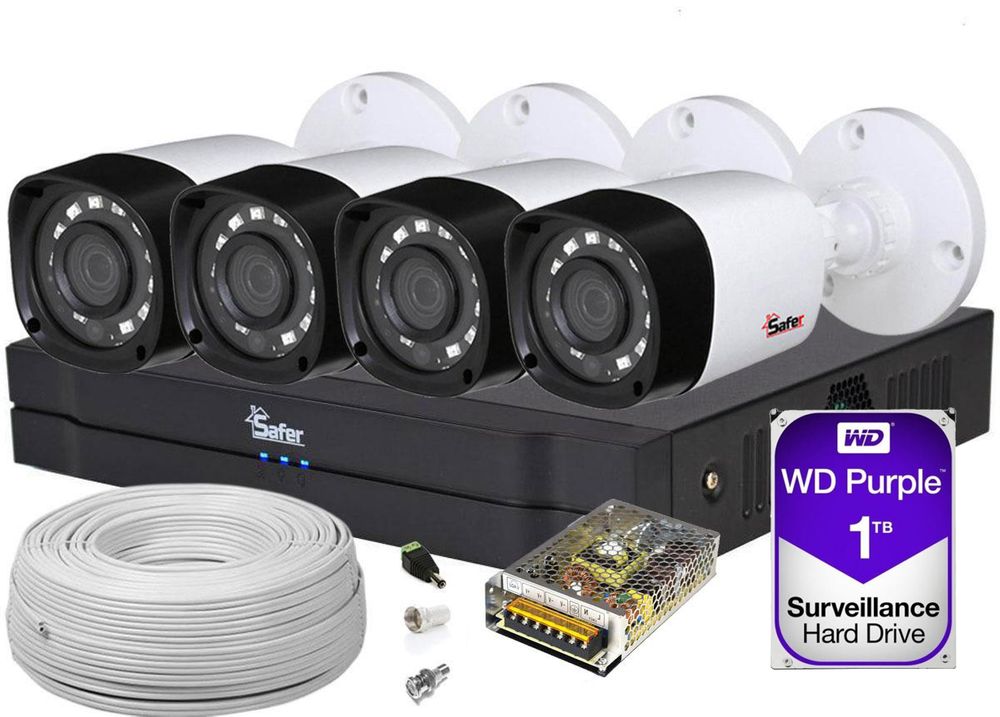 Kit supraveghere video complet, FULL HD, IR 20m, lentila 2.8m, 1 x HDD