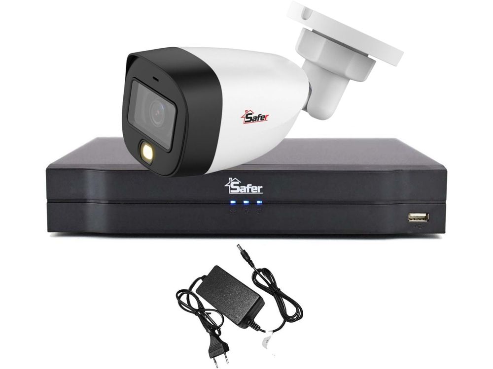 Sistem supraveghere 1 camera exterior FULL HD, LED alb 40m, DVR 4 canale, Safer KIT1EXTFHD