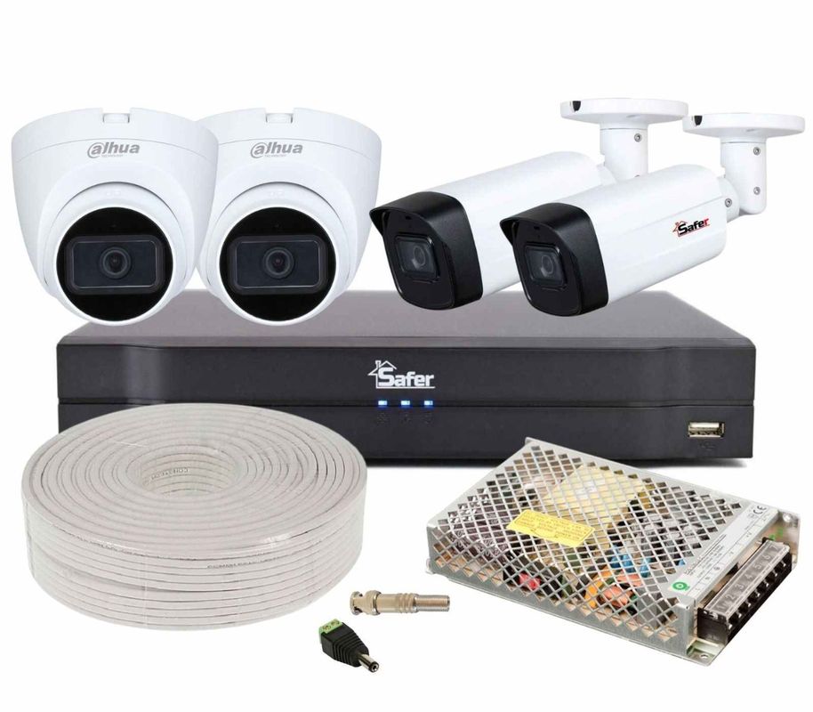 Kit supraveghere mixt complet, 4 camere FULL HD, IR la 20m - A2t.ro