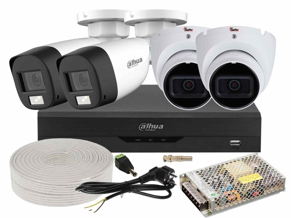 Kit supraveghere mixt cu accesorii, 4 camere 2MP FULL HD, KIT4FHDMIXT-M