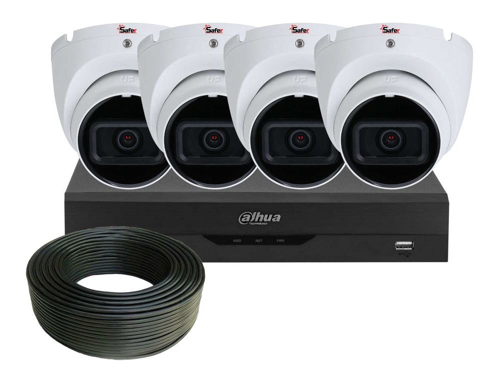 Sistem de supraveghere 4 camere interior Dahua, 2MP, Smart IR 30m, KIT4INT50IRDAH