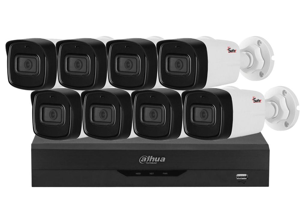 Kit camere supraveghere exterior profesionale, 8 camere, FULL HD, IR 40 M, lentila 2.8 mm, KIT8FHDE