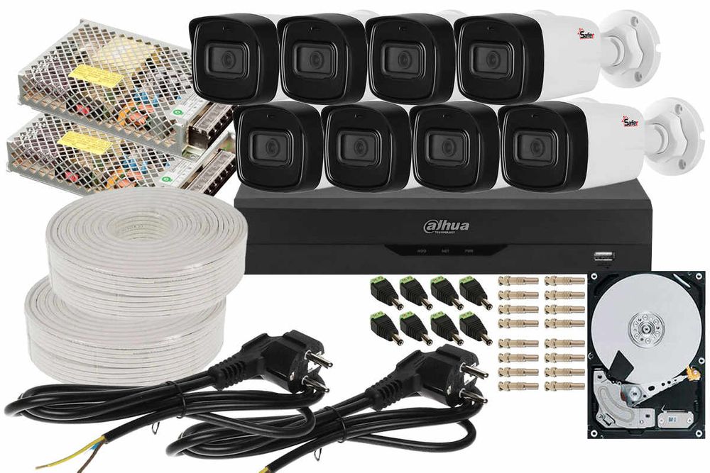 Kit supraveghere video 8 camere de exterior 2MP FULL HD, IR 40 metri, DVR 8 canale, KIT8FHDEXT