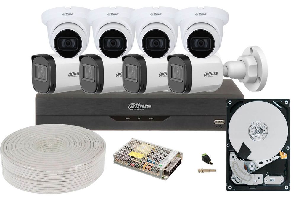 Kit supraveghere video 8 camere, 2MP Full HD, DVR 8 canale HDCVI, audio, mixt, KIT8FHDMIXT