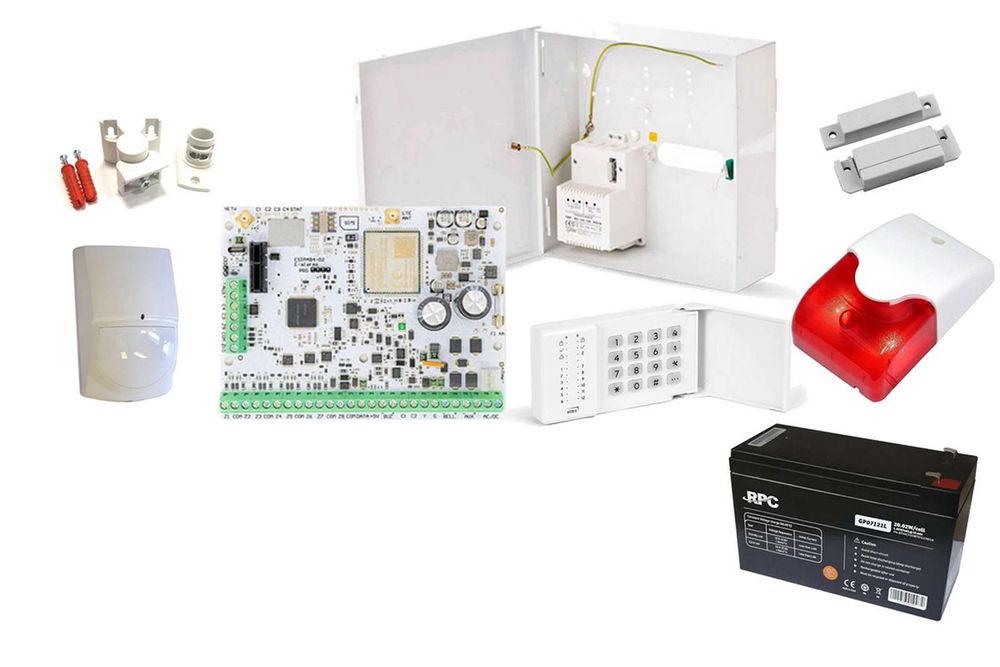 Kit alarma ELDES hibrid, 144 zone, sirena interior, GSM / GPRS KIT3842ZONEINT