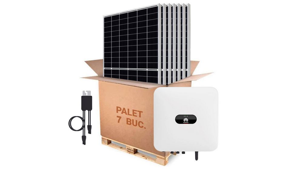 Sistem fotovoltaic hibrid monofazat, 3KW, Huawei, panouri fotovoltaice Canadian Solar 460W si optimizator, KIT 7xCS6L-460MS+OPTIMIZATOR