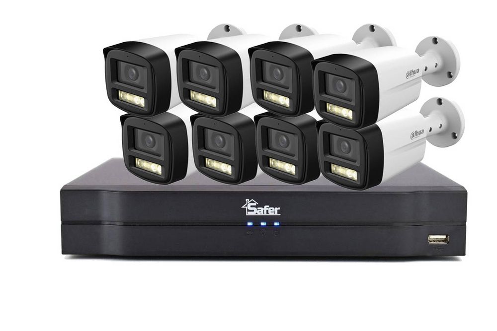 Kit supraveghere 8 camere 5MP, lentila 3.6 mm, IR si LED, microfon, DVR 8 canale, pana la 8MP 4K, Safer KIT-8EXT5MP4