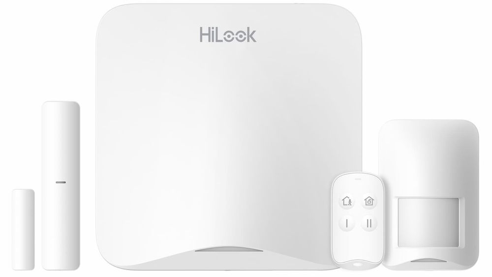 Kit alarma wireless HiLook ALARM-A201PS-KIT2-16WE, Wi-Fi, 4G, 868 MHz, centrala, telecomanda, senzor PIR, contact magnetic