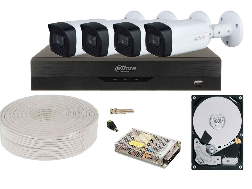 Kit analogic cu performante de top 4K, 4 camere de 8MP, IR 80m, 3.6 mm, HDD 1TB, KIT-4BD8MPPEXT-TW