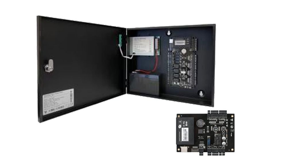 Kit centrala de control acces si pontaj, 2 usi TCP/IP si cutie metalica, CCA3-2-2+CAB4-PS5-WH