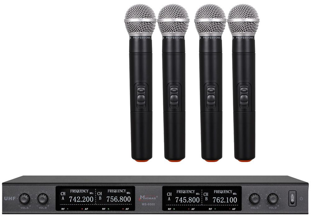 Kit 4 microfoane wireless UHF 4 de mana