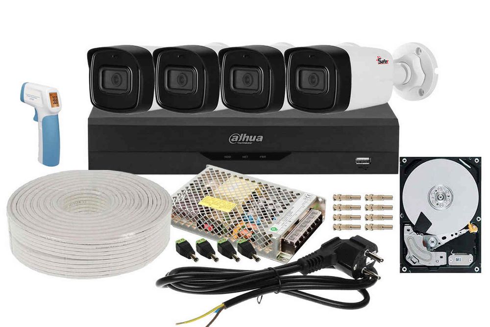 Kit supraveghere video complet, 4 camere, Full HD, 2.8mm, IR 40 metri 4XDAHFHDIR40-S