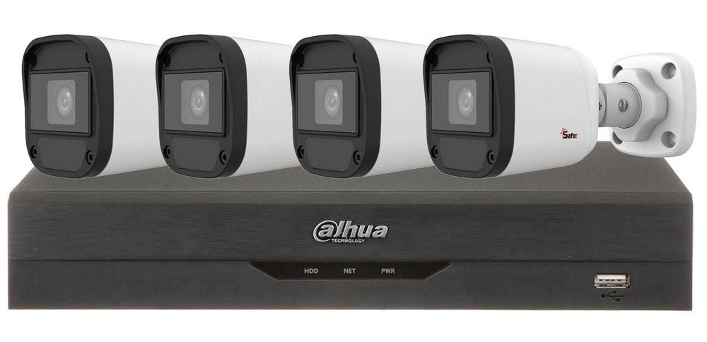 Sistem supraveghere 4 camere plastic Full HD + DVR 4 canale Dahua, KIT4E2SAF-DH
