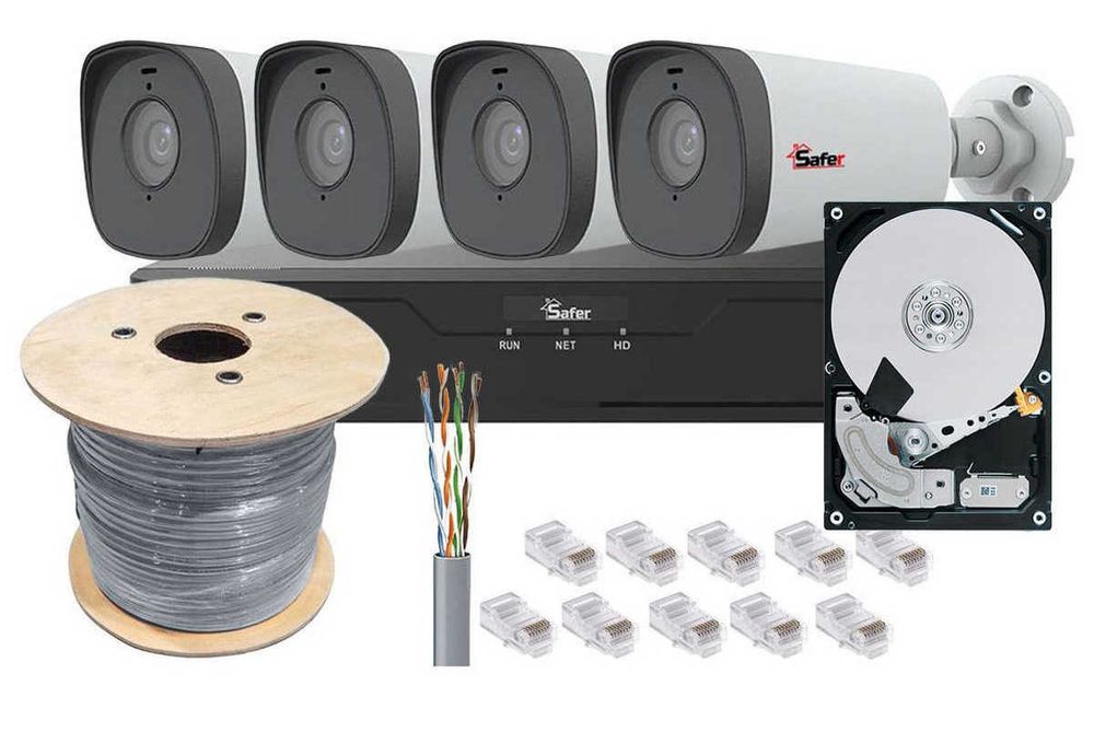 Kit de supraveghere IP complet, 4 camere exterior 2MP, IR 80 metri si NVR 8 canale KITIP-4X-2MP480ACC-A