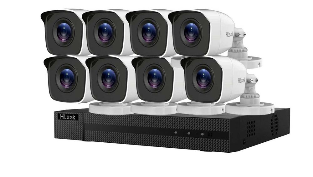 Kit de supraveghere 8 camere exterior, 2MP, IR 20m, DVR 8 canale, Hikvision HiLook, KIT8EXTHIK5MP-DVR2MP