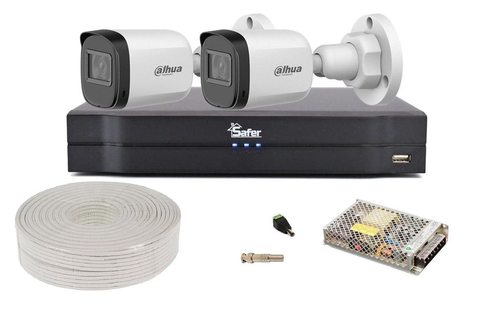 Kit supraveghere video 2 camere, FULL HD, IR 30m, DVR 4 canale, SAF-2XEB1A21