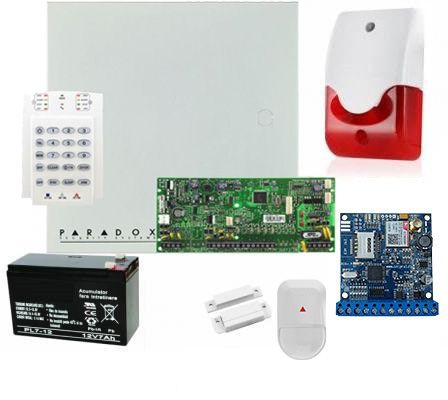 Kit sistem alarma Paradox Sp5500 cu comunicator GSM/GPRS, KIT5500PCS250