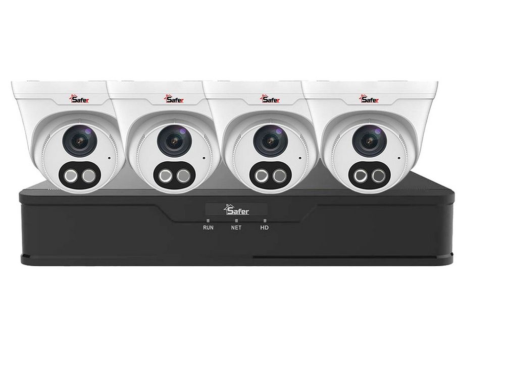 Kit de supraveghere IP Profesional, 4 camere de interior 4MP, LED 30 metri 2.8 mm, NVR cu PoE, Safer KITIP-4X-4MP2830POE-1