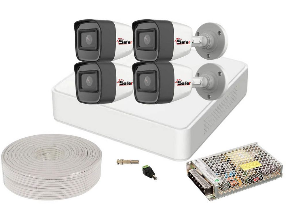 Kit supraveghere de exterior complet 4 camere 5MP, lentila 2.8mm, IR 20m, DVR 4 canale, KIT5MPFULLHIK-2TB-1