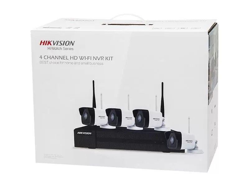 Kit de supraveghere video IP Wireless, 4 Camere Full HD, NVR, Hikvision HWK-N4142B-MH/W