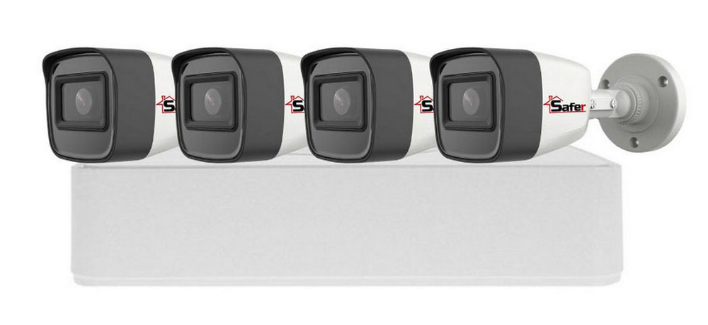 Kit supraveghere video, DVR cu 4 camere de exterior, 5MP, lentila 2.8mm, IR 20 metri, KIT4XSAF5MP-HIK