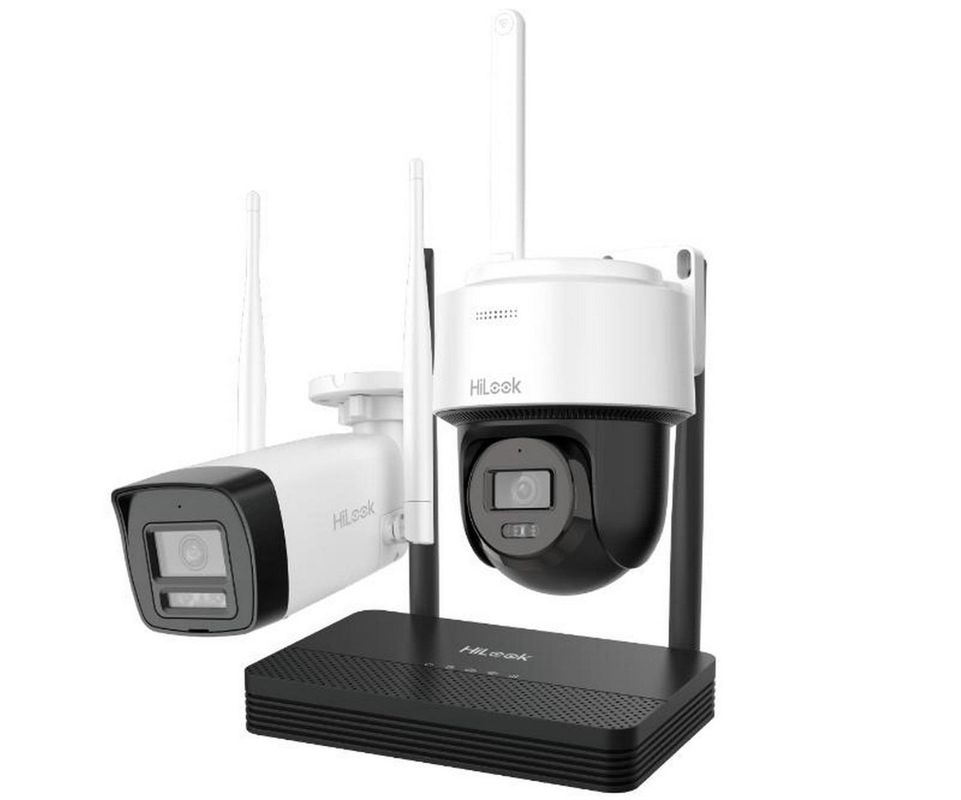 Kit supraveghere wireless Hikvision HiLook, 2MP, NVS, camera bullet+PT, IR si LED, Audio, slot microSD, IP66