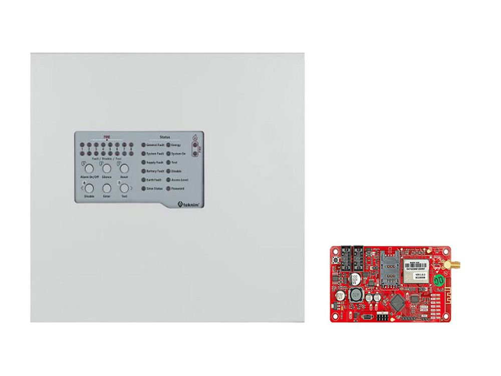 Centrala de incendiu conventionala, 4 zone, 32 detectori, cu modul 4G, Teknim KIT-TFP3122+TXM5474