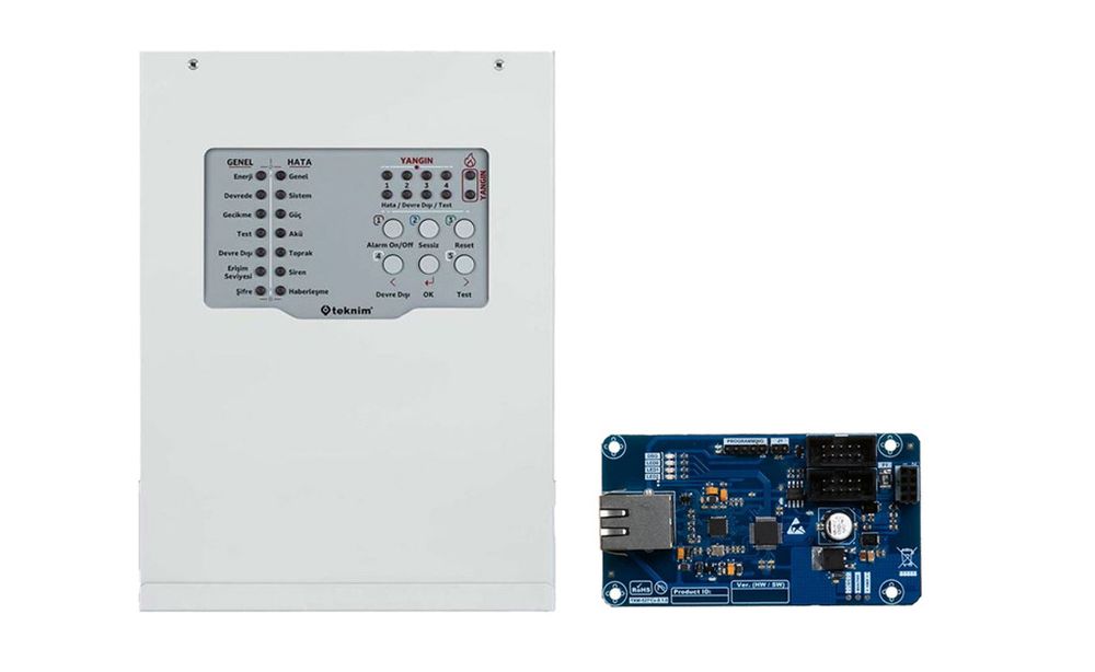 Centrala de detectie incendiu conventionala, 4 zone, cu modul Ethernet, Teknim Kit Tfp-3124