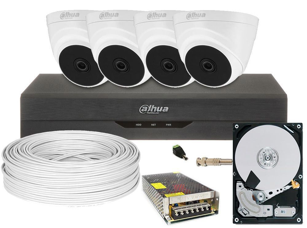 Kit de supraveghere video complet, 2MP FULL HD, IR 25 metri, lentila 2.8mm, DAHUA, GATA DE INSTALARE! DH-4I22-1TB-SHQ-TW