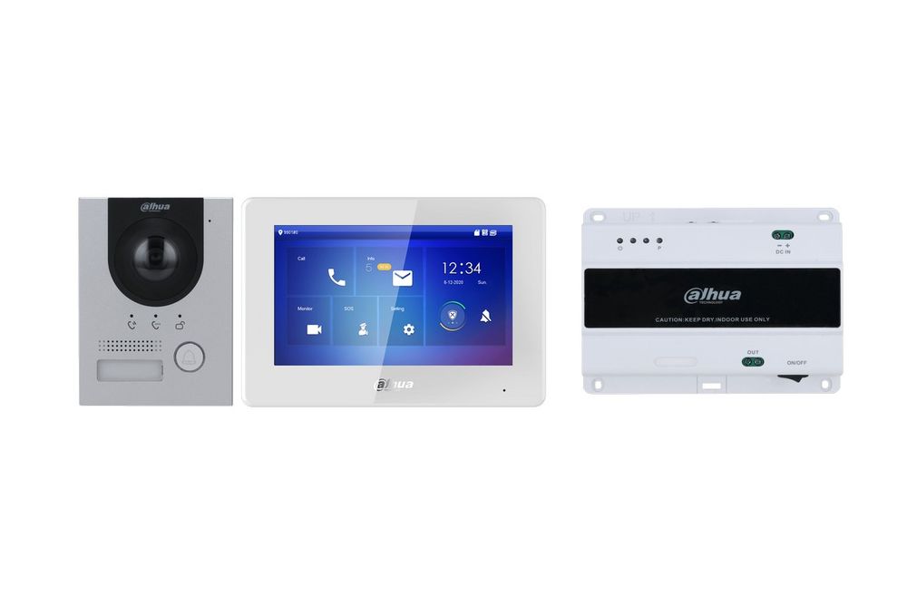 Set videointerfon IP, Dahua, Full HD 2 MP, 7 inch, Iluminator IR, MicroSD, PoE, Indice protectie IK07 si IP65, KTD01-S2(F)