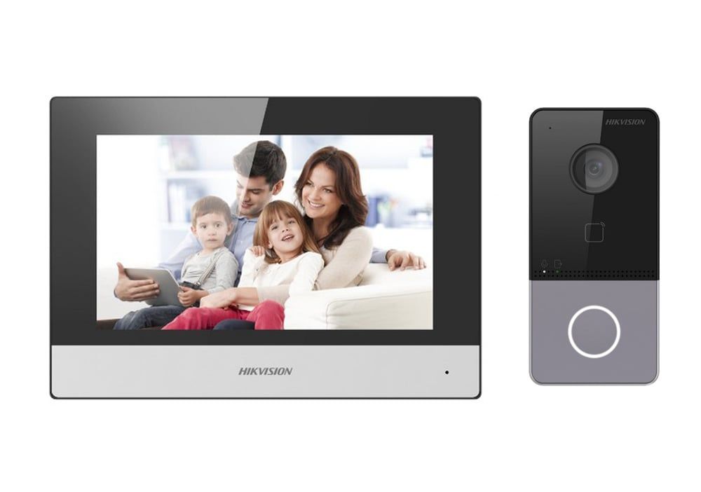 Kit videointerfon IP, Hikvision DS-KIS603-P(C), 2MP Full HD, PoE, monitor wireless
