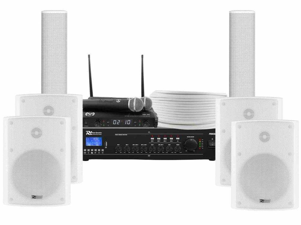 Kit Sonorizare Biserica, Public Adress, amplificator, 4 boxe, 2 difuzoare, microfoane wireless, KITBIS6030W