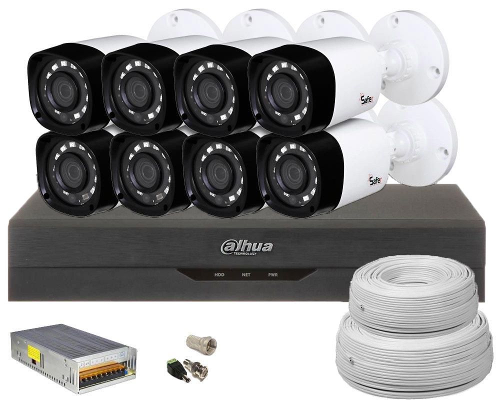 Kit complet supraveghere video 8 camere exterior, 2MP, IR20m, Dahua