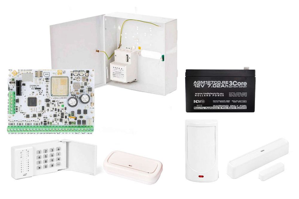 Kit sistem de alarma, wireless, 144 zone, GSM/GPRS, sirena de interior, detector miscare, tastatura, contact magnetic, Eldes KITESIM384EKB3
