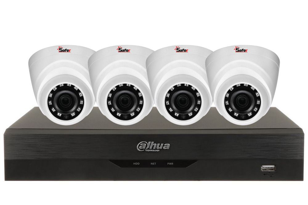 Kit de supraveghere pentru interior, 4 camere Dome, 8MP, IR 20m, DVR, 4 canale, Functii AI, Dahua KITINT-4X-5MP28I20