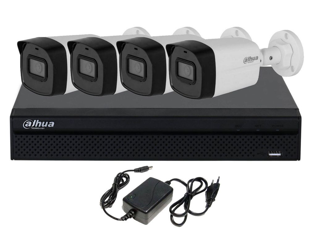 Kit supraveghere IP Dahua, 4 camere FULL HD 2MP, IR 30 m, lentila 3.6 mm, IP67, NVR 4 canale, KITIP4FULLHDAL