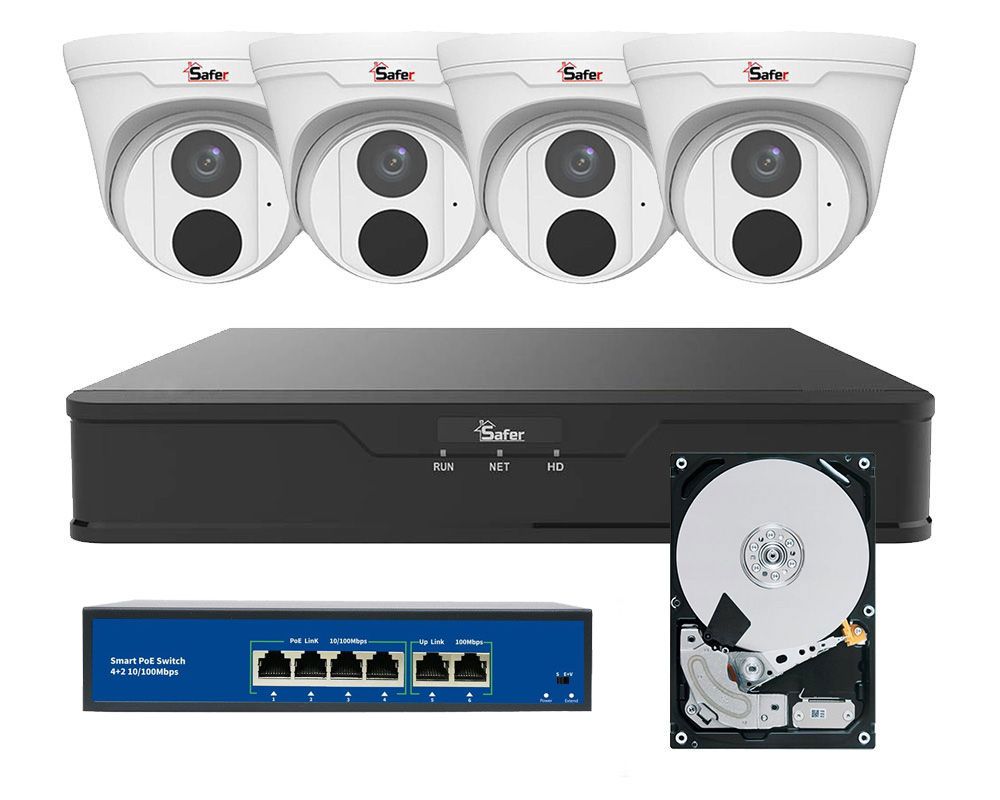 Kit de supraveghere interior 4 camere IP, 5MP, IR 30m, PoE, Safer KITPOE4MPINT