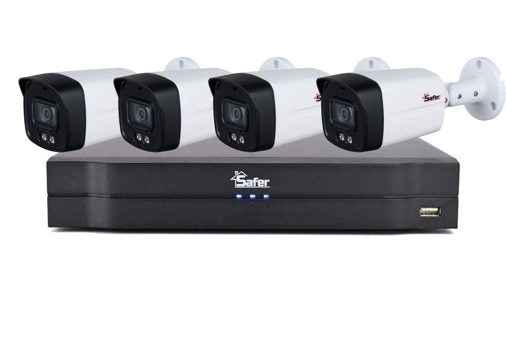 Kit de supraveghere pentru exterior, 4 camere Bullet, Starlight, 5MP, DVR 4 canale, Functii AI, Audio, KITSAF-4X-5MPL40