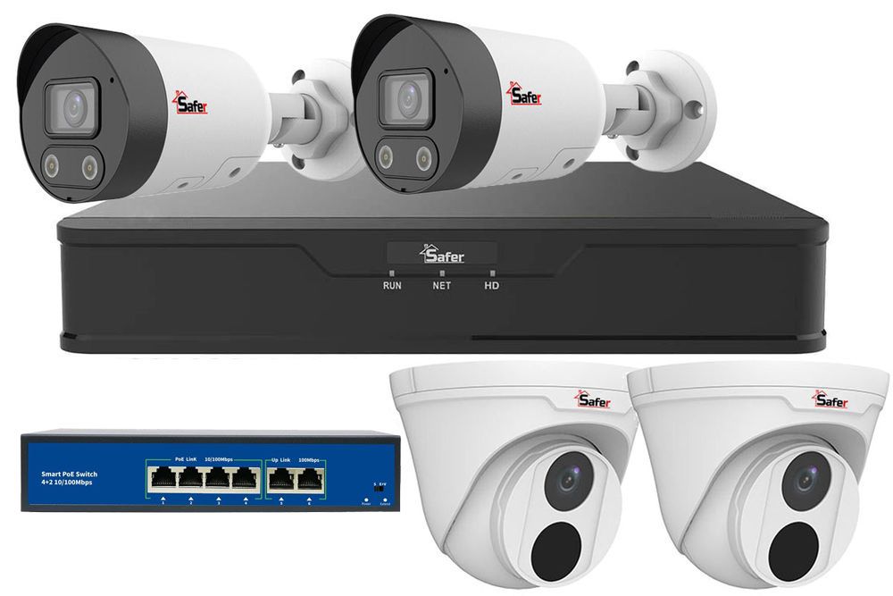 Kit de supraveghere mixt, 4 camere, 5MP, PoE, NVR 8MP, Safer, KITSAF4MPMXT