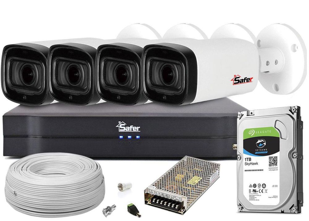 Kit complet 4 camere cu zoom motorizat, Full HD, IR 60M, IP 67, metal