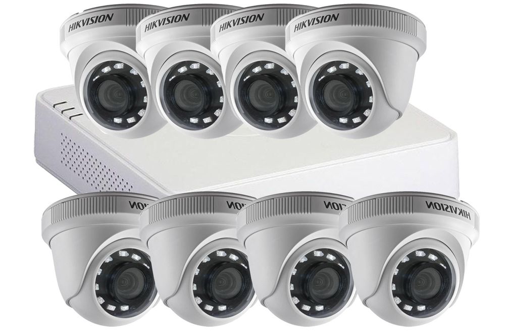 Kit supraveghere 8 camere interior Hikvision 2MP, lentila 2.8mm, IR20 metri + DVR 8 canale Full HD