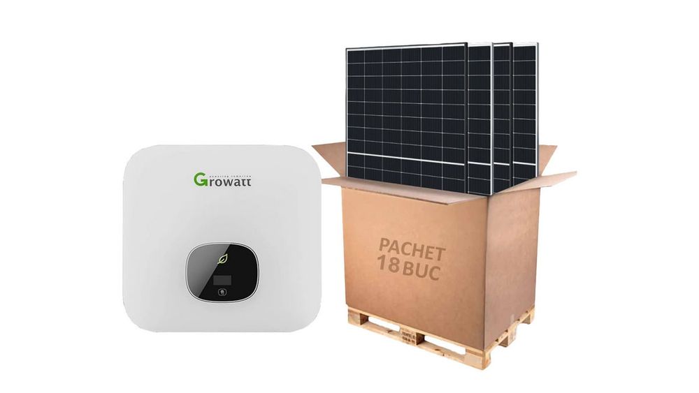 Kit invertor On-Grid trifazat 8kW si 18 panouri fotovoltaice, Growatt KIT-MOD-8000-TL3-X(AFCI)-panou