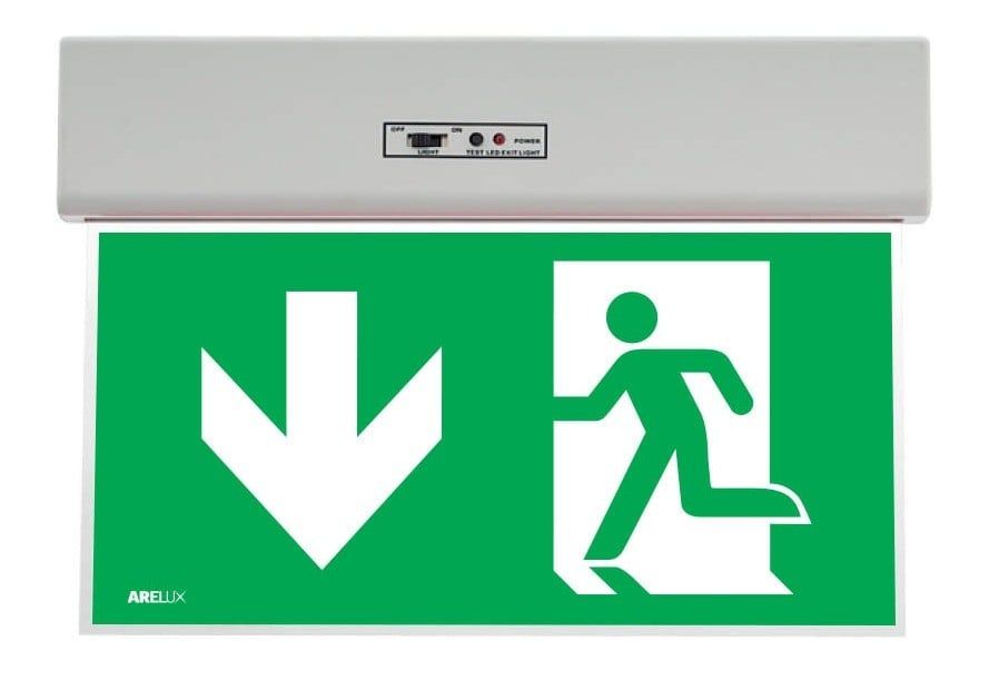 Lampa emergenta evacuare, LED SMD, 0.5W, pictograma Sageata Jos, autonomie 2 ore, regim permanent, IP20, Arelux GO10M ADN