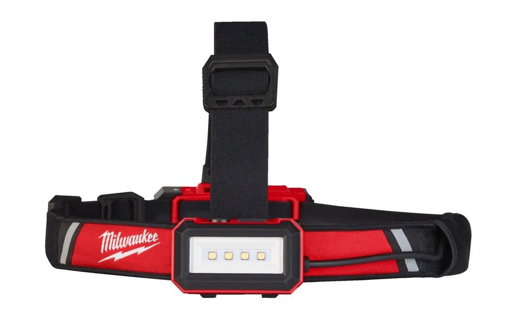 Lanterna LED pentru cap Milwaukee, model L4 HLRP-301, 600 lumeni, incarcare prin cablu USB, IP54, prinderi pentru casca de protectie, 4933479767