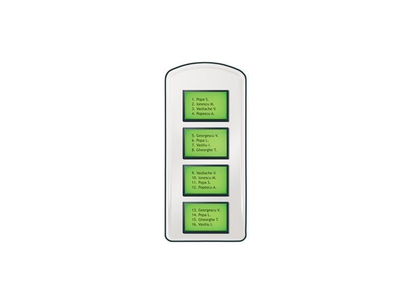 Lista de locatari pentru interfonie scara de bloc ELECTRA PLL.42I, ecrane luminate, montaj aparent